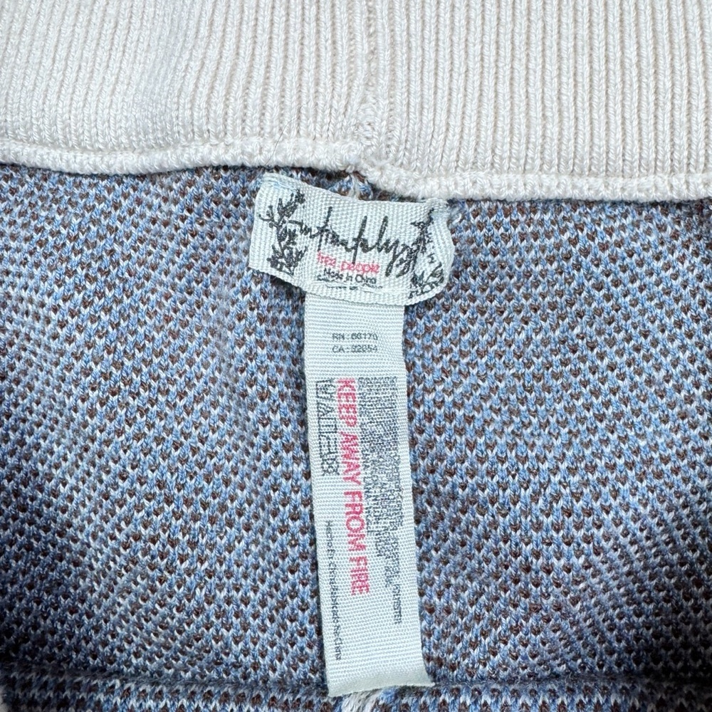 Free People Pants Boho Lounge Cream Blue Brown Knit Stretch Size Medium - Picture 6 of 6